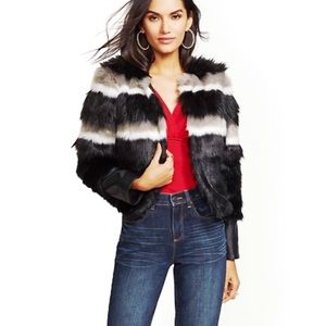 Stripe Faux-Fur Crop Jacket
